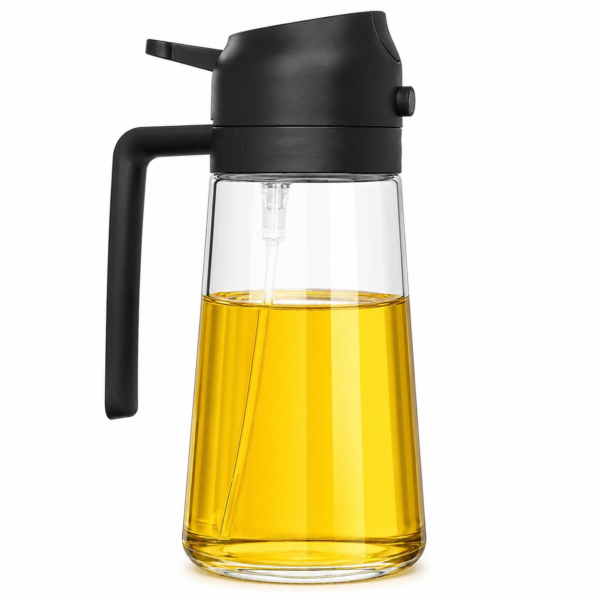 500ml Glass Oil Sprayer & Pourer Bottle for Cooking, BBQ, Air Fryer & Salad
