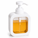 Modern Refillable Soap Dispenser Set of 2 with Tray for Bathroom & Kitchen